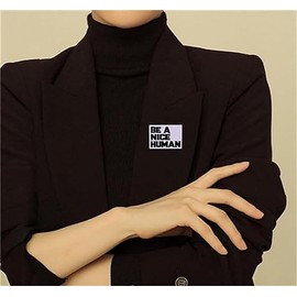 Be A Nice Human Badge Enamel Pin Be A Nice Human Enamel Pin Inspirational Be Kind Text Box Quote Slogan Rectangle Minimalist Jewellery Badge Brooches Pins For Gift, Metal