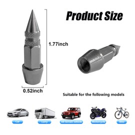 4PCS 45mm Spiked Valve Stem Caps, Aluminum Corrosion Resistant Tire Valve Stem Caps, Dustproof Valve Stem Covers, Universal Stem Cover for Car, Truck, Bicycle, Motorcycle(45mm) (Gray)