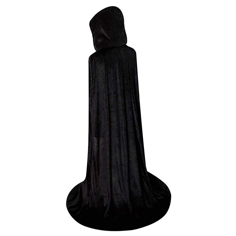 LHJ Cloak with Hood Costume Hooded Cape Crushed Velvet for