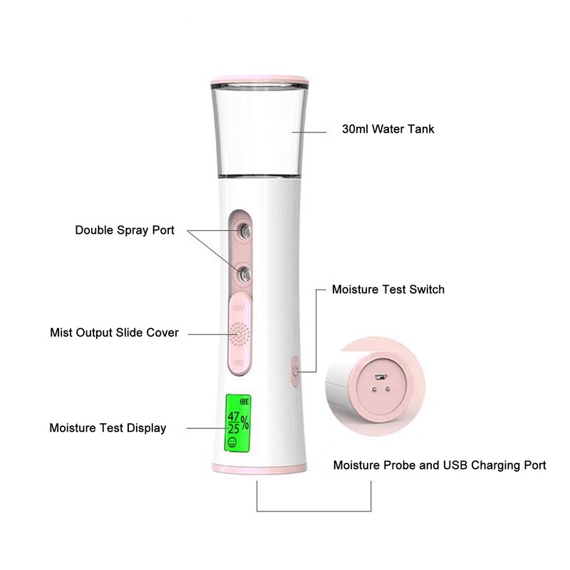 Facial Mist Sprayer 30ml High Volume Double Hole Electric Face