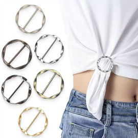 IBXWMNG Pack of 6 Metal T Shirt Clips, Scarf Ring Clip, Buckle Clothing Corner Button, Round Circle Clip Buckle Clothing Ring Wrap Holder, Girls' Clothing Corner Button