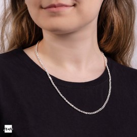 Amberta 925 Sterling Silver 3.5 mm Ball Bead and Bar Chain Necklace Size: 18 20 22 inch / 45 50 55 cm (22inch/55cm)