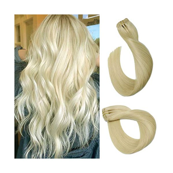 Blonde Clip in Hair Extensions Human Hair Straight Soft 70grams 7pcs Double Weft Platinum Blonde Hair Extensions 22 Inch Long Straight Remy Clip in Extensions for Women
