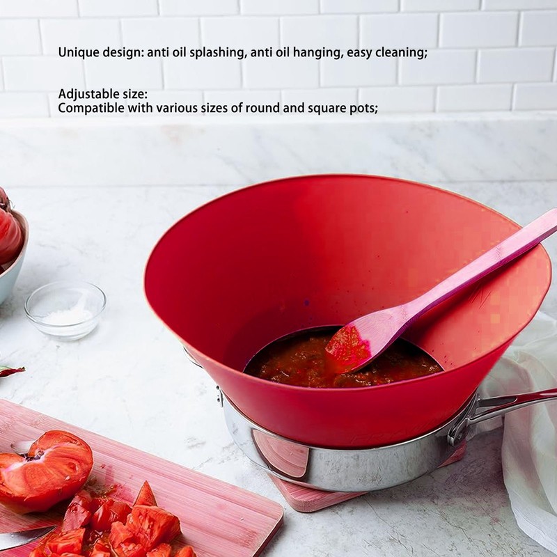 Splatter Guard Silicone Anti Oil Splashing Adjustable Frying Pan Wall