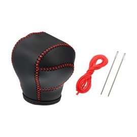 X AUTOHAUX Car Gear Shift Knob Cover Trim Shift Lever Interior Accessories for Toyota Sienna 2021-2022 with Red Stitches