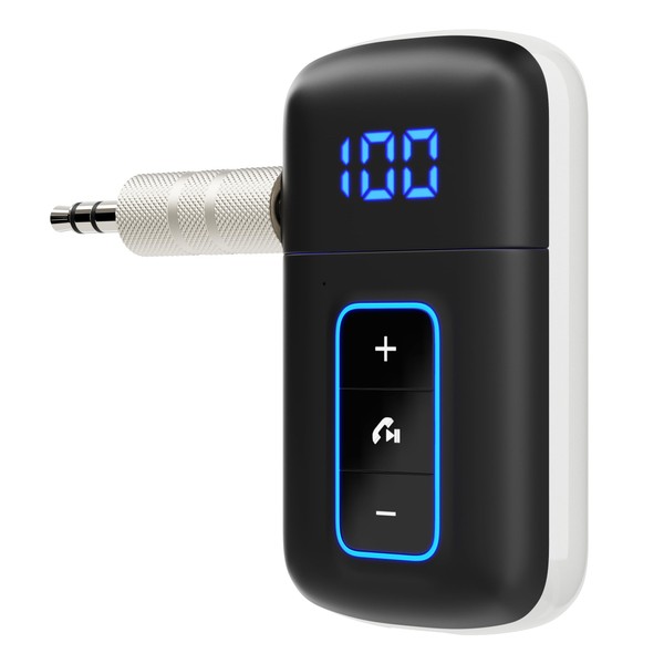 [Upgraded] Bluetooth 5.3 AUX Adapter for Car, [LED Screen] [Noise