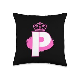 Letter P Capital Alphabet Monogram Initial Throw Pillow