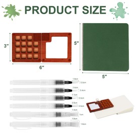 TartYo Mini Watercolor Paint Set, Portable Paint Palette Travel Kit, 15 Grid Wooden Paint Box, Watercolor Paper Pad Sketch Book with Brush Pens, Binder Clips for Painters Artists Students
