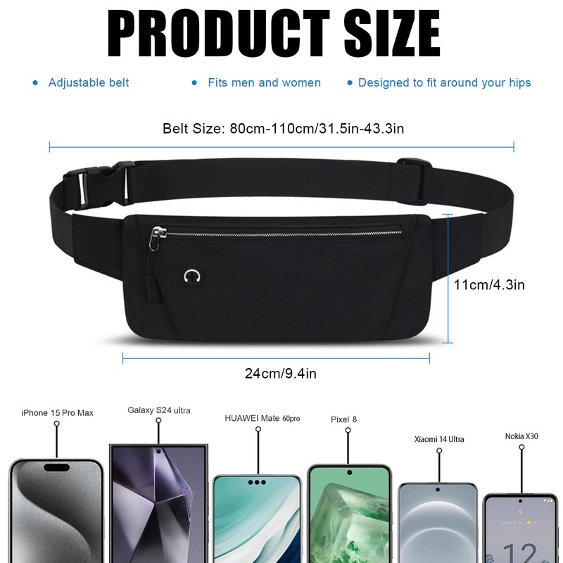 Mayoii Running Belt with Waterproof Adjustable Study Strap, Slim Lightweight