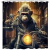 EUBTPA Funny Shower Curtain Humorous Animal Monkey Gorilla Riding Motorcycle