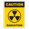 2 x 10cm Caution Radiation Sign Vinyl Stickers - Warning