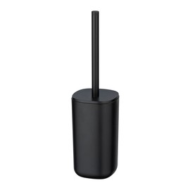 WENKO Davos Toilet Brush Set Including Toilet Brush with Interchangeable Brush Head, Bathroom Accessory in Trendy All-Black Design for Bathroom and Guest Toilet, BPA-Free, Diameter 9.5 x 35 cm, Matte