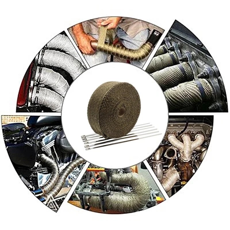 Unbranded Titanium 2" 10M Exhaust Header Heat Wrap Trap Motorcycle
