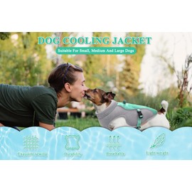 Vivi Bear Pet Cooling Vest Summer Dog Cooling Vest Harness for Medium and Small Dogs Cooling Jacket with D-Ring and Adjustable Straps, Suitable for Running, Hiking, Mountaineering (Blue, L)