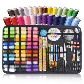 Kit de Costura con 200 Piezas,Suministros de Costura Premium con Caja Porttil,Costurero con Carrete de Hilos, Agujas y Accesorios para el Hogar,...   