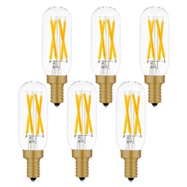 Beonllay E12 LED Bulb Dimmable 40 Watt Equivalent Warm White 2700K T6 Bulb Type with E12 Base, LED 4W E12 Candelabra Bulb Clear Glass, 6 Pack