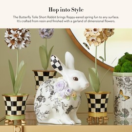 MACKENZIE-CHILDS Butterfly Toile Bunny Figurine, Resin Rabbit Statue for Spring, Short