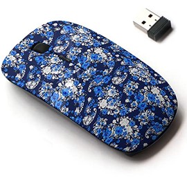 2.4G Wireless Mouse with Cute Pattern Design for All Laptops and Desktops with Nano Receiver - Wonderful Blue Motifs