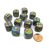 DND Dice Set-Chessex D&D Dice-16mm Festive Mosaic and Yellow Plastic