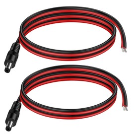 RUNCCI-YUN 2PCS 14AWG 5.5mm x 2.1mm DC Power Pigtail Cable,12V DC Male power connector, 5521 DC power jack barrel connector for Home Security Surveillance Camera and Party Lighting(100CM)