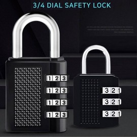 Medium 4-Digit Dial B-Type Multi-Purpose Combination Lock - Black B-Large