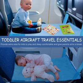Untree Airplane Bed for Toddler, Soft Airplane Seat Extender for Kids, Baby Airplane Travel Essentials, Blue