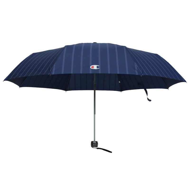 Champion CHM20MN58 Mini Folding Umbrella, Navy, Striped Pattern, 58 x