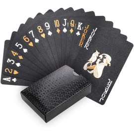Joyoldelf Premium Playing Cards Poker Cards Skate Cards with 24K Gold Foil Poker, Black