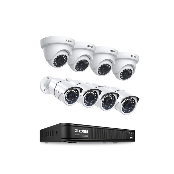 ZOSI 8CH H.265+ 1080p Home Security Camera System Outdoor Indoor,