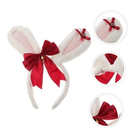 OATIPHO Cute Rabbit Ear Headband Plush Bowknot Hair Band Adorable Headdress for Women Girls for Parties