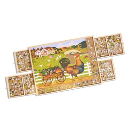 Buffalo Games - Wood Puzzle Table - 1000 Piece Size - Jigsaw Puzzle Accessory - Storage Drawers with Dividers for Pieces - Preassembled in Box Just Add Handles