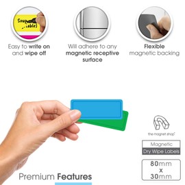 The Magnet Shop - Magnetic Dry Wipe Labels Solid Multi-Colour. Flexible Dry Erase Small Whiteboard for your Fridge, Home, School, Office, Warehouse. Great for Agile, Scrum, Kanban or Lean (30mmx80mm)