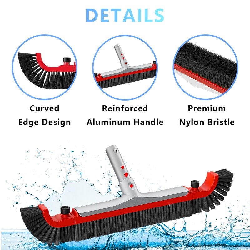 Pool Brush Head for Cleaning Walls,Heavy Duty Inground/Above Ground Aluminum