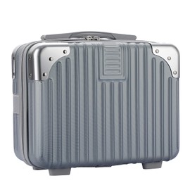 BSTKEY - veliz portátil de viaje para cosméticos de carcasa dura, equipaje de mano pequeño con banda elástica, mini portafolios de maquillaje ABS, plateado, Moda