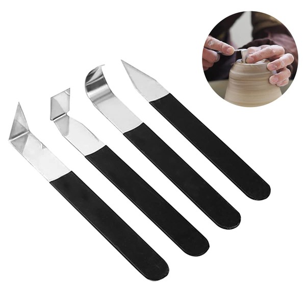 4PCS Pottery Clay Sculpture Carving Tools Set, Trimming Tool Hand-Made