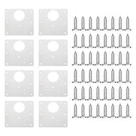 Hinge Repair Plate, Pack of 8, Cabinet Hinges Repair Plate with 48 Screws, 9 x 9 cm, Cabinet Hinge Repair Kit, Suitable for Cabinets, Furniture, Drawers, Windows