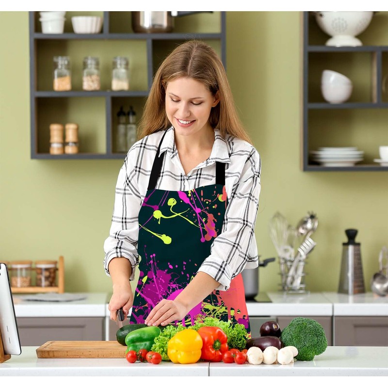 BGBDEIA Splatter Paint Pattern Apron Adjustable Neck Bib Apron for