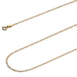 14k REAL Tri Color Gold Solid 1.5mm Diamond Cut Chain Necklace with Spring Ring Clasp - 20"
