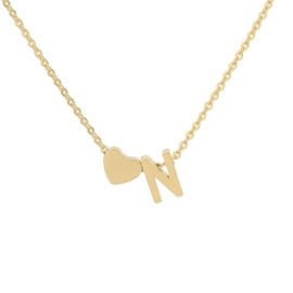XQMMGO Gold Initials A-Z Heart Women's Necklace with Letters for Women Girls, Heart Necklace Golden Chain, Jewellery, Gifts for Family, Mother, Sister, Wife (A), Titanium steel