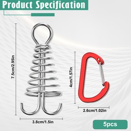 Set of 5 Glowing Stakes Outdoor Ground Nails, Stainless Steel Tent Pegs, Heavy Duty Metal Ground Pegs for Camping Essentials, Bell Tent and Awning, Portable Camping Gear and Accessories