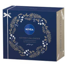 NIVEA Advent-Kalender 2022 mit 4 Türchen, Weihnachtskalender mit 4 Verwöhnmomenten für die Adventszeit, Adventskalender mit Pflegeprodukten & Accessoires