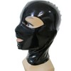 GREEFEI Schwarze Latex Kapuzen Maske Handgemachte,Gummi Maske mit Reißverschluss Unisex,Latex