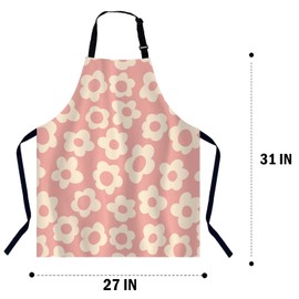 BGBDEIA Vintage Groovy Pink Flowers Chefs Apron, Cooking and Baking Apron for Men and Women, Kitchen Apron, Butchers Apron, BBQ & Catering Bibs