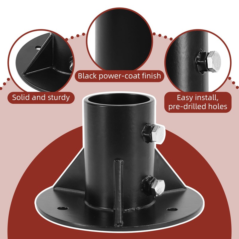 Cskunxia 2PCS Round Posts Base Bracket Chain Link Fence Flange