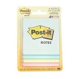 Post-it Notes, Original Pad, 3"x3", 50 Sheets per Pad, 4 per Pack, Pastel [Set of 2]