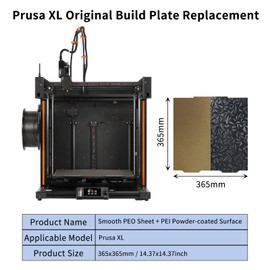 FYSETC Build Plate for XL Prusa - Smooth and Textured PEI Spring Steel Sheet 365x365mm Double Sided Print Bed: Upgrade Flexible Removable Heatbed Surface for Filament PLA PETG 3D Printer Accessories