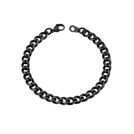 U7 Trendy Link Bracelet for Men 6MM Flat Cuban Curb Chain Bracelet Wrist Jewelry 7.5 Inch