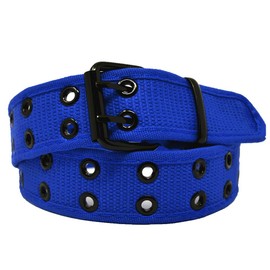 Glory Max Unisex Casual Canvas Belt Double Hole Grommet Adjustable Web Waist Belts (Blue, Medium (32"-34"))