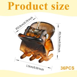 WeddHuis Pack of 36 Mini Hair Clips, Small Hair Clips, Claw Clips, Non-Slip Grip for Design, Children and Adults (1 cm) (Brown)