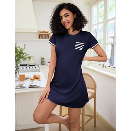 Bresdk Nighties for Women Cotton Nightdress Sleep Tee Short Sleeve Nightshirt Soft Sleepwear Loungewear Casual Ladies Night Gown